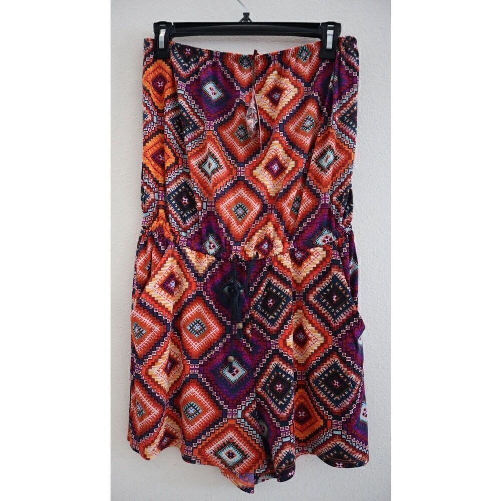 Tigerlily Women's Sz 6 Multicolor Strapless Zehra Playsuit Romper